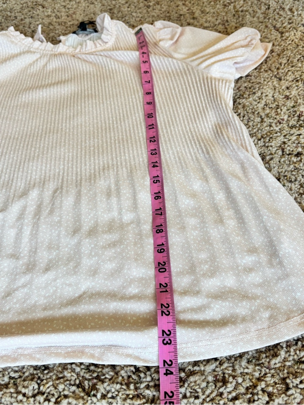Light Pink Short Sleeve Pleated Blouse - Picture 7 of 7